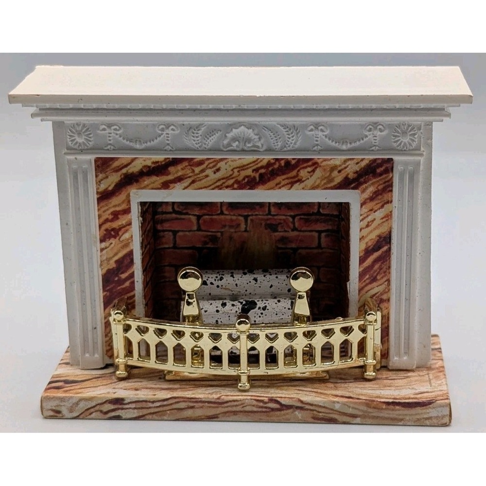 Lundby Dollhouse 1:16 scale Fireplace White Marble Plastic Wood (Untested)